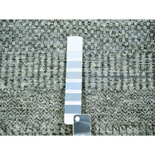 Load image into Gallery viewer, 8&#39;x8&#39; Glacier Gray, Bohemian Modern Grass Design, Tone On Tone, Hand Knotted, Pure Undyed Wool, Square Oriental Rug FWR456060