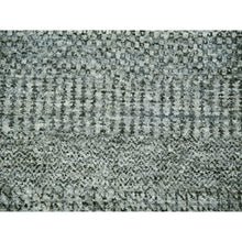 Load image into Gallery viewer, 8&#39;x8&#39; Glacier Gray, Bohemian Modern Grass Design, Tone On Tone, Hand Knotted, Pure Undyed Wool, Square Oriental Rug FWR456060