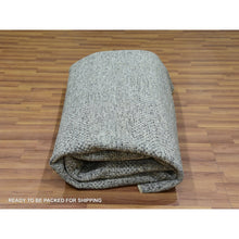 Load image into Gallery viewer, 8&#39;x8&#39; Glacier Gray, Bohemian Modern Grass Design, Tone On Tone, Hand Knotted, Pure Undyed Wool, Square Oriental Rug FWR456060