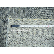 Load image into Gallery viewer, 8&#39;x8&#39; Glacier Gray, Bohemian Modern Grass Design, Tone On Tone, Hand Knotted, Pure Undyed Wool, Square Oriental Rug FWR456060