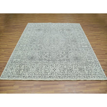 Load image into Gallery viewer, 8&#39;x8&#39; Marshmallow White, Undyed Mamluk Dynasty Design, Tone on Tone, Pure Wool, Hand Knotted Square Oriental Rug FWR456066