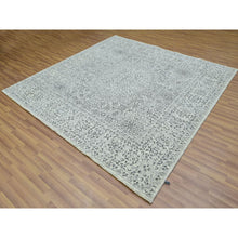Load image into Gallery viewer, 8&#39;x8&#39; Marshmallow White, Undyed Mamluk Dynasty Design, Tone on Tone, Pure Wool, Hand Knotted Square Oriental Rug FWR456066