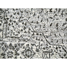 Load image into Gallery viewer, 8&#39;x8&#39; Marshmallow White, Undyed Mamluk Dynasty Design, Tone On Tone, Pure Wool, Hand Knotted Square Oriental Rug FWR456066