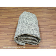 Load image into Gallery viewer, 8&#39;x8&#39; Marshmallow White, Undyed Mamluk Dynasty Design, Tone On Tone, Pure Wool, Hand Knotted Square Oriental Rug FWR456066