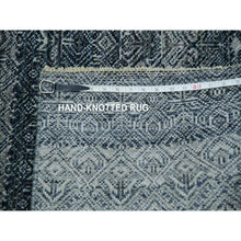 Load image into Gallery viewer, 2&#39;7&quot;x8&#39; Outer Space Gray, Soft To The Touch Shiny And Soft Wool, Hand Knotted, Kohinoor Herat With Small Geometric Repetitive Design, Runner Oriental Rug FWR456120