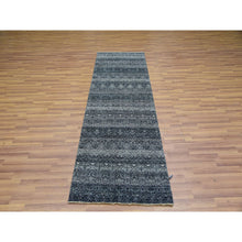 Load image into Gallery viewer, 2&#39;7&quot;x8&#39; Onyx Gray, Hand Knotted, Soft Pile Extra Soft Wool, Small Geometric Repetitive Kohinoor Herat Pattern, Runner Oriental Rug FWR456126