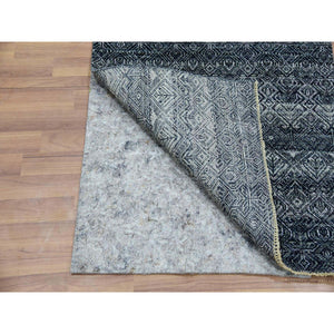 2'7"x8' Onyx Gray, Hand Knotted, Soft Pile Extra Soft Wool, Small Geometric Repetitive Kohinoor Herat Pattern, Runner Oriental Rug FWR456126
