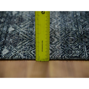 2'7"x8' Onyx Gray, Hand Knotted, Soft Pile Extra Soft Wool, Small Geometric Repetitive Kohinoor Herat Pattern, Runner Oriental Rug FWR456126