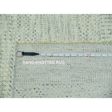 Load image into Gallery viewer, 8&#39;1&quot;x9&#39;10&quot; Jet Stream White, Tone On Tone Modern Grass Design, Hand Knotted Shiny Wool, Organic Sustainable Textile, Oriental Rug FWR456132