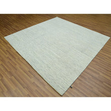 Load image into Gallery viewer, 8&#39;x8&#39; Vanilla Ice White, Organic Sustainable Textile, Tone On Tone Modern Grass Design, Hand Knotted Soft Wool, Oriental Square Rug FWR456138