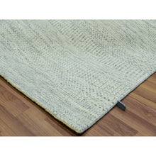 Load image into Gallery viewer, 8&#39;x8&#39; Vanilla Ice White, Organic Sustainable Textile, Tone On Tone Modern Grass Design, Hand Knotted Soft Wool, Oriental Square Rug FWR456138