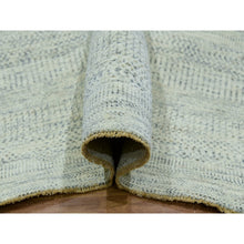 Load image into Gallery viewer, 5&#39;10&quot;x9&#39;1&quot; Origami White, Hand Knotted With Organic Sustainable Textile, Tone On Tone Pure Wool, Modern Grass Design, Oriental Rug FWR456144