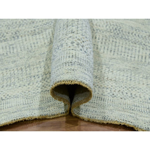 5'10"x9'1" Origami White, Hand Knotted With Organic Sustainable Textile, Tone On Tone Pure Wool, Modern Grass Design, Oriental Rug FWR456144