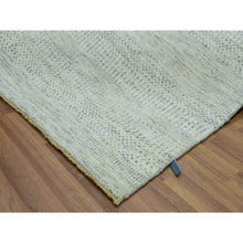Load image into Gallery viewer, 5&#39;10&quot;x9&#39;1&quot; Origami White, Hand Knotted With Organic Sustainable Textile, Tone On Tone Pure Wool, Modern Grass Design, Oriental Rug FWR456144