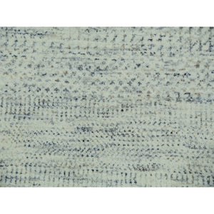 5'10"x9'1" Origami White, Hand Knotted With Organic Sustainable Textile, Tone On Tone Pure Wool, Modern Grass Design, Oriental Rug FWR456144