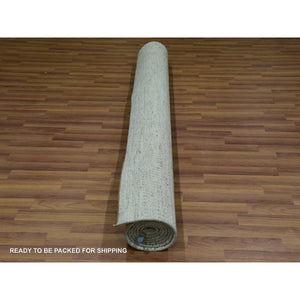 5'10"x9'1" Origami White, Hand Knotted With Organic Sustainable Textile, Tone On Tone Pure Wool, Modern Grass Design, Oriental Rug FWR456144