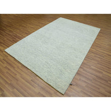 Load image into Gallery viewer, 6&#39;x9&#39; Polar Bear White, Hand Knotted Tone On Tone Modern Grass Design, Organic Sustainable Textile, Natural Wool, Oriental Rug FWR456150