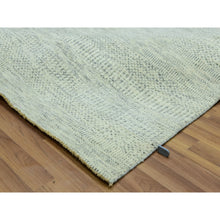 Load image into Gallery viewer, 6&#39;x9&#39; Polar Bear White, Hand Knotted Tone On Tone Modern Grass Design, Organic Sustainable Textile, Natural Wool, Oriental Rug FWR456150