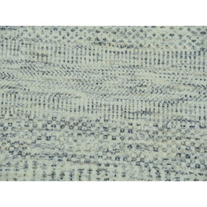 6'x9' Polar Bear White, Hand Knotted Tone On Tone Modern Grass Design, Organic Sustainable Textile, Natural Wool, Oriental Rug FWR456150