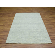 Load image into Gallery viewer, 5&#39;4&quot;x7&#39;1&quot; Egret White, Tone On Tone, Soft And Pure Wool, Hand Knotted Modern Grass Design, Organic Sustainable Textile, Oriental Rug FWR456156