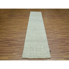 Load image into Gallery viewer, 2&#39;7&quot;x10&#39;1&quot; Incredible White, Hand Knotted Organic Sustainable Textile And Modern Grass Design, Soft Shiny Wool, Tone On Tone, Runner Oriental Rug FWR456162