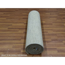 Load image into Gallery viewer, 2&#39;7&quot;x10&#39;1&quot; Incredible White, Hand Knotted Organic Sustainable Textile And Modern Grass Design, Soft Shiny Wool, Tone On Tone, Runner Oriental Rug FWR456162