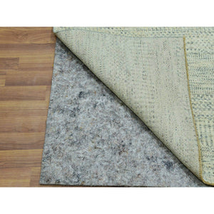 2'6"x29'9" Aesthetic White, Vibrant Wool, Organic Sustainable Textile, Modern Grass Design, Tone On Tone, Hand Knotted Xl Runner Oriental Rug FWR456180