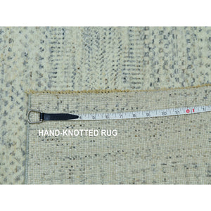 2'6"x29'9" Aesthetic White, Vibrant Wool, Organic Sustainable Textile, Modern Grass Design, Tone On Tone, Hand Knotted Xl Runner Oriental Rug FWR456180