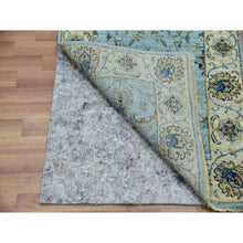 Load image into Gallery viewer, 2&#39;6&quot;x14&#39; Reverie Blue With Casabianca White Border, Hand Knotted, Soft and Shiny Wool, Natural Dyes, Agra Shah Abbas With Flower Pattern and Leafy Vein, Densely Woven, Runner Oriental Rug FWR456198