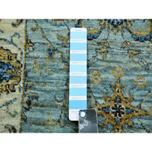 Load image into Gallery viewer, 2&#39;7&quot;x15&#39;10&quot; Porcelain Blue, Hand Knotted Vegetable Dyes, Densely Woven, Extra Soft Wool, Agra Shah Abbas With All Over Flower Motifs, XL Runner Oriental Rug FWR456204