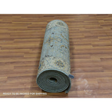 Load image into Gallery viewer, 2&#39;7&quot;x15&#39;10&quot; Porcelain Blue, Hand Knotted Vegetable Dyes, Densely Woven, Extra Soft Wool, Agra Shah Abbas With All Over Flower Motifs, XL Runner Oriental Rug FWR456204