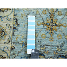 Load image into Gallery viewer, 2&#39;6&quot;x12&#39; Periwinkle Blue, Agra Vegetable Dyes, Shah Abbas Design With Floral Lattice, Hand Knotted  Densely Woven, Vibrant Wool, Runner Oriental Rug FWR456210