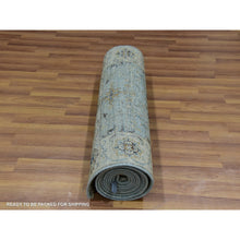 Load image into Gallery viewer, 2&#39;6&quot;x12&#39; Periwinkle Blue, Agra Vegetable Dyes, Shah Abbas Design With Floral Lattice, Hand Knotted  Densely Woven, Vibrant Wool, Runner Oriental Rug FWR456210