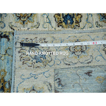 Load image into Gallery viewer, 2&#39;6&quot;x12&#39; Periwinkle Blue, Agra Vegetable Dyes, Shah Abbas Design With Floral Lattice, Hand Knotted  Densely Woven, Vibrant Wool, Runner Oriental Rug FWR456210