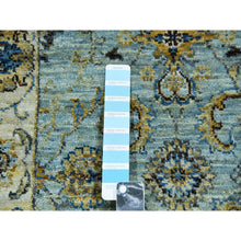 Load image into Gallery viewer, 2&#39;6&quot;x22&#39; Iced Aqua Blue, Vegetable Dyes, Agra Shah Abbas Flowering Vines Design, Hand Knotted Organic Wool,  Denser Weave, Xl Runner Oriental Rug FWR456216