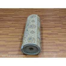 Load image into Gallery viewer, 2&#39;6&quot;x22&#39; Iced Aqua Blue, Vegetable Dyes, Agra Shah Abbas Flowering Vines Design, Hand Knotted Organic Wool,  Denser Weave, Xl Runner Oriental Rug FWR456216