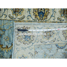 Load image into Gallery viewer, 2&#39;6&quot;x22&#39; Iced Aqua Blue, Vegetable Dyes, Agra Shah Abbas Flowering Vines Design, Hand Knotted Organic Wool,  Denser Weave, Xl Runner Oriental Rug FWR456216