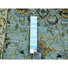 Load image into Gallery viewer, 2&#39;6&quot;x25&#39;8&quot; Cerulean Blue, Hand Knotted Natural Dyes, Pure Wool, Denser Weave, Shah Abbas Xl Runner With Floral Design, Agra Oriental Rug FWR456222
