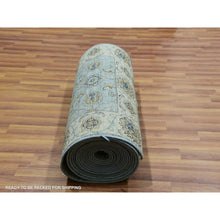 Load image into Gallery viewer, 2&#39;6&quot;x25&#39;8&quot; Cerulean Blue, Hand Knotted Natural Dyes, Pure Wool, Denser Weave, Shah Abbas Xl Runner With Floral Design, Agra Oriental Rug FWR456222