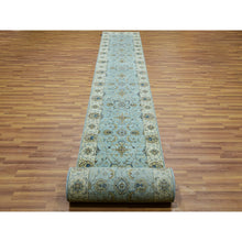 Load image into Gallery viewer, 2&#39;9&quot;x24&#39;3&quot; Sapphire Blue, Hand Knotted All Wool, Vegetable Dyes and Densely Woven, Agra With Shah Abbas Floral Pattern, XL Runner Oriental Rug FWR456228