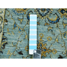 Load image into Gallery viewer, 2&#39;8&quot;x29&#39;9&quot; Shades of Blue With Cornsilk White, Shiny Wool, Hand Knotted Vegetable Dyes, Shah Abbas Agra Floral Motifs, Densely Woven XL Runner Oriental Rug FWR456234