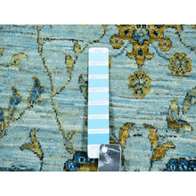 Load image into Gallery viewer, 9&#39;x9&#39; Uranian Blue and Linen White Border, Hand Knotted, Agra, Shah Abbas With Flower Design, Soft and Velvety Wool, Vegetable Dyes, Round Oriental Rug FWR456246