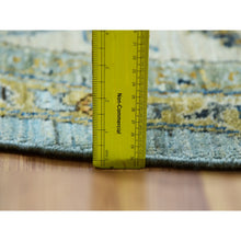 Load image into Gallery viewer, 9&#39;x9&#39; Uranian Blue and Linen White Border, Hand Knotted, Agra, Shah Abbas With Flower Design, Soft and Velvety Wool, Vegetable Dyes, Round Oriental Rug FWR456246