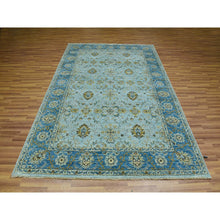 Load image into Gallery viewer, 6&#39;1&quot;x9&#39;3&quot; Pale Blue, Agra, Hand Knotted With All Over Shah Abbas Floral Motifs, Vegetable Dyes, Densely Woven Natural Wool, Oriental Rug FWR456270