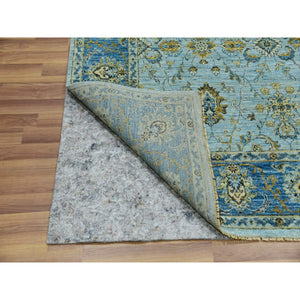 6'1"x9'3" Pale Blue, Agra, Hand Knotted With All Over Shah Abbas Floral Motifs, Vegetable Dyes, Densely Woven Natural Wool, Oriental Rug FWR456270