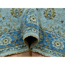 Load image into Gallery viewer, 6&#39;1&quot;x9&#39;3&quot; Pale Blue, Agra, Hand Knotted With All Over Shah Abbas Floral Motifs, Vegetable Dyes, Densely Woven Natural Wool, Oriental Rug FWR456270
