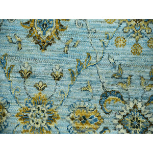 6'1"x9'3" Pale Blue, Agra, Hand Knotted With All Over Shah Abbas Floral Motifs, Vegetable Dyes, Densely Woven Natural Wool, Oriental Rug FWR456270