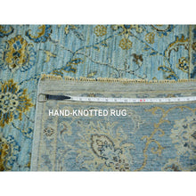 Load image into Gallery viewer, 6&#39;1&quot;x9&#39;3&quot; Reseda Green, Broken and Erased Persian Inspired with Birds Design, Distinct Abrash, Shaved Low, Hand Knotted, Pure Wool, Oriental Rug FWR454296