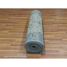 Load image into Gallery viewer, 2&#39;9&quot;x16&#39;1&quot; Cruise With True Blue Border, 100% Wool, Hand Knotted, Natural Dyes Denser Weave, Agra, Shah Abbas Xl Runner With Floral Pattern, Oriental Rug FWR456306