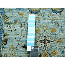Load image into Gallery viewer, 2&#39;8&quot;x22&#39; Aqua Frost Blue, Extra Soft Wool, Agra, Shah Abbas With Floral Motifs, Hand Knotted, Vegetable Dyes Denser Weave, Oriental Xl Runner Rug FWR456312